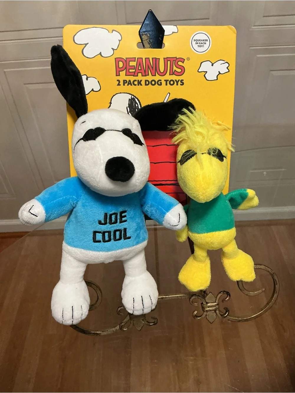 Peanuts Snoopy Joe Cool and Woodstock 2 Pack Plush Squeaker Dog Toys New